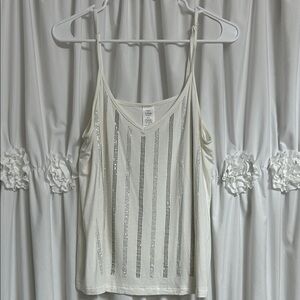 Vocal White Camisole with Silver Accents